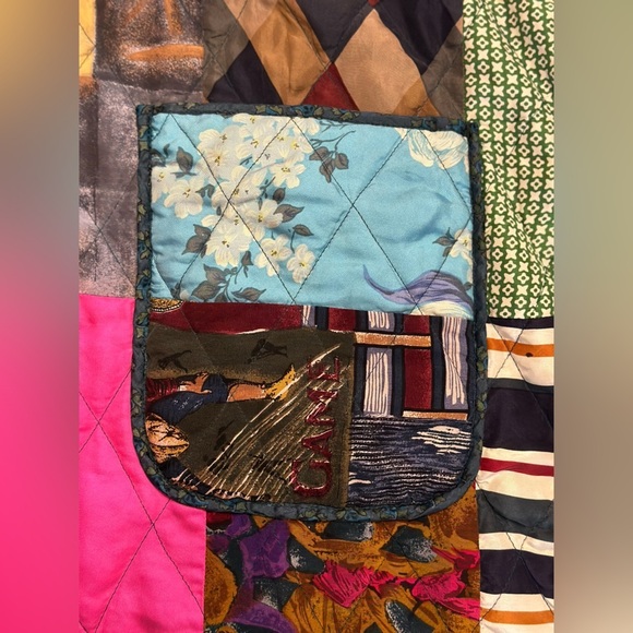 Stunning Volup Vintage 220 Hickory Reversible Patchwork Quilted Silk Jacket XL - Picture 12 of 16